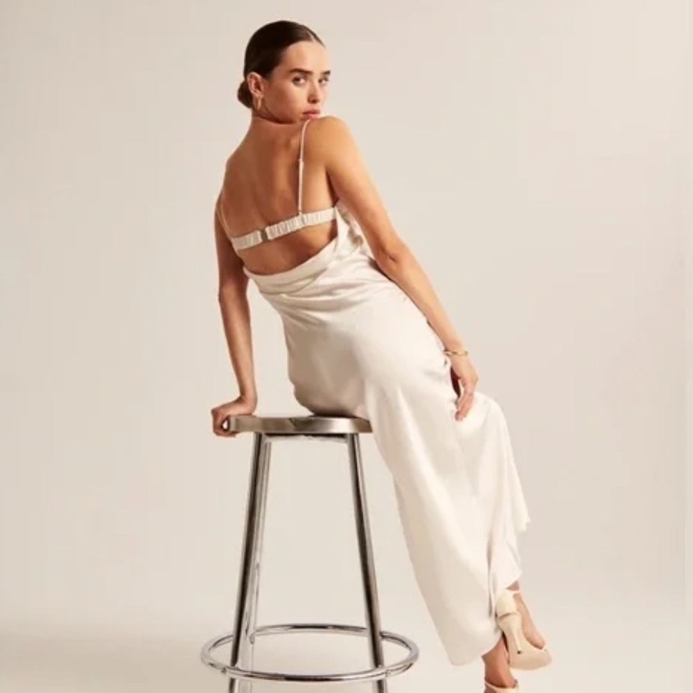 Abercrombie Satin Cowl Back Slip Midi Dress Small Petite
